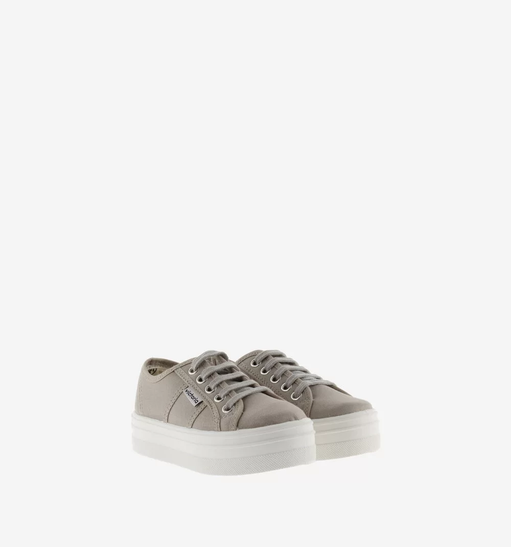 VICTORIA Lona Eco Canvas Platform Trainer-Beige - Image 6