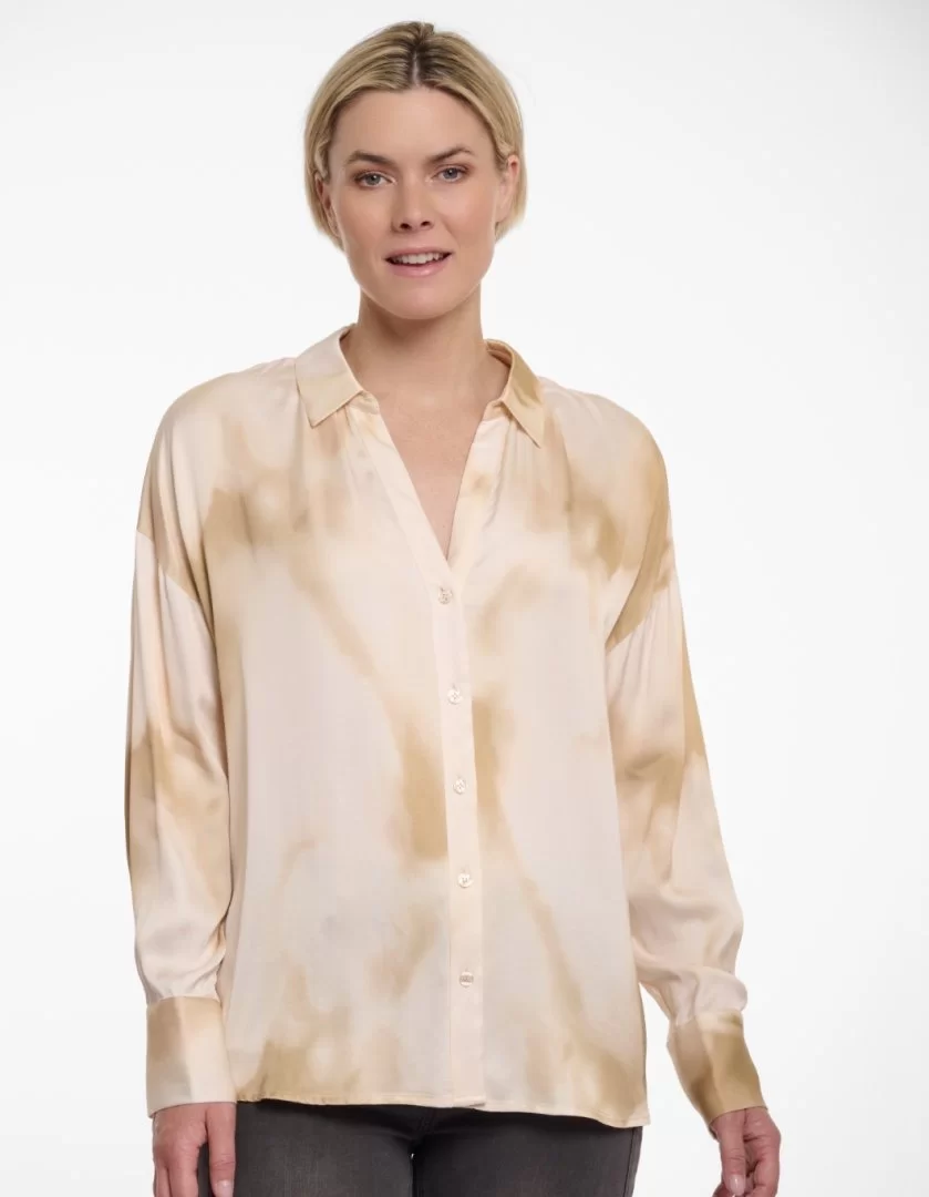 RINO & PELLE Turin Long Sleeve Blouse-Moss Water Drop - Image 2