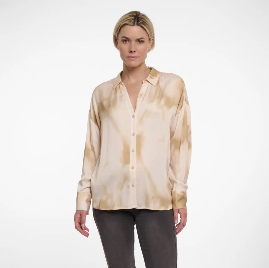 RINO & PELLE Turin Long Sleeve Blouse-Moss Water Drop