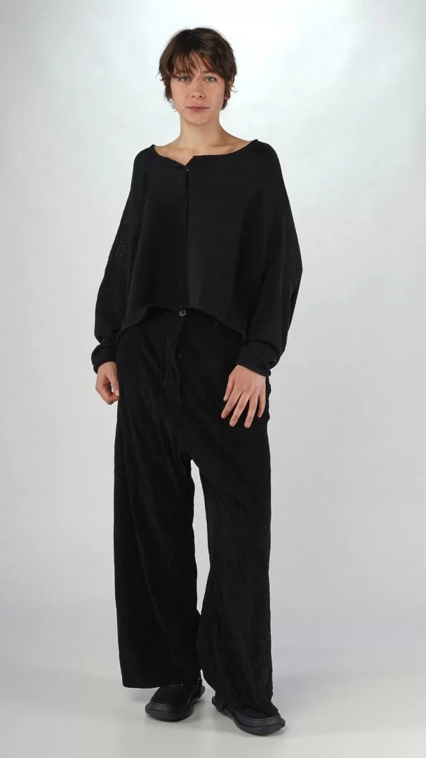 RUNDHOLZ Straight Wide Linen Cardigan-Black
