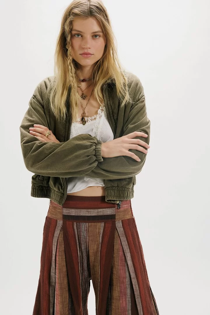 FREE PEOPLE Birdie Washed Jacket-Olive Green - Image 2