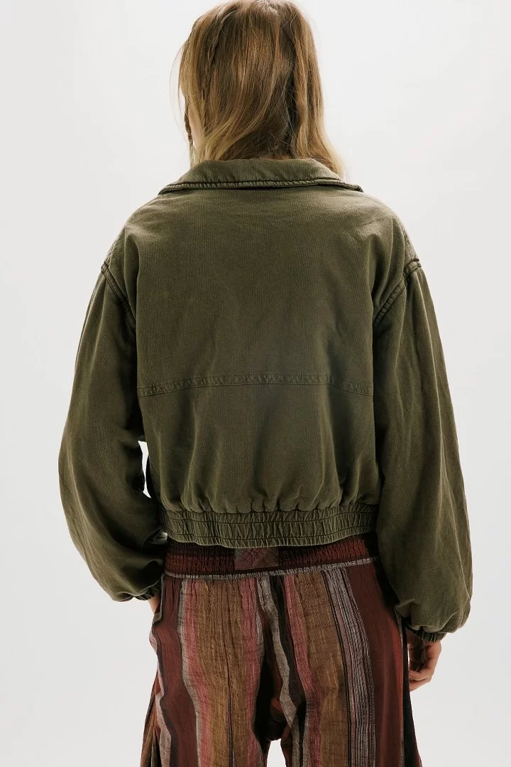 FREE PEOPLE Birdie Washed Jacket-Olive Green - Image 3