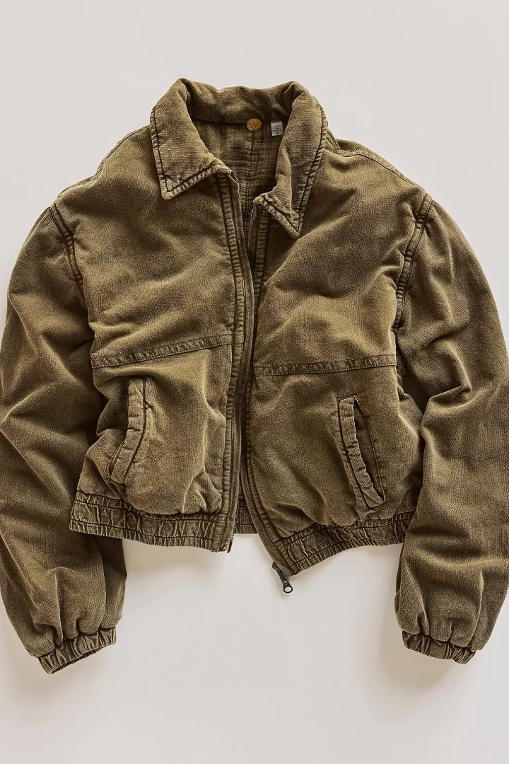FREE PEOPLE Birdie Washed Jacket-Olive Green - Image 5