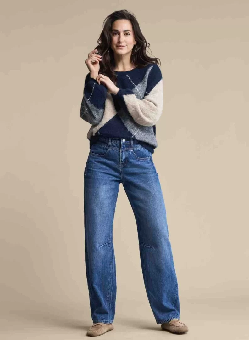 RED BUTTON Argyle Sweater-Indigo