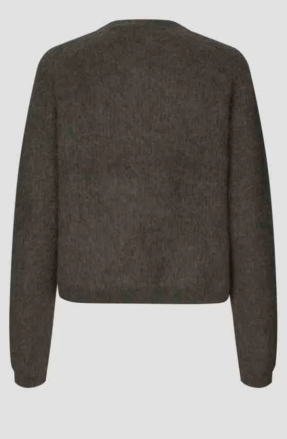 SECOND FEMALE Andrea Knit Rib Cardi-Black Olive - Image 2