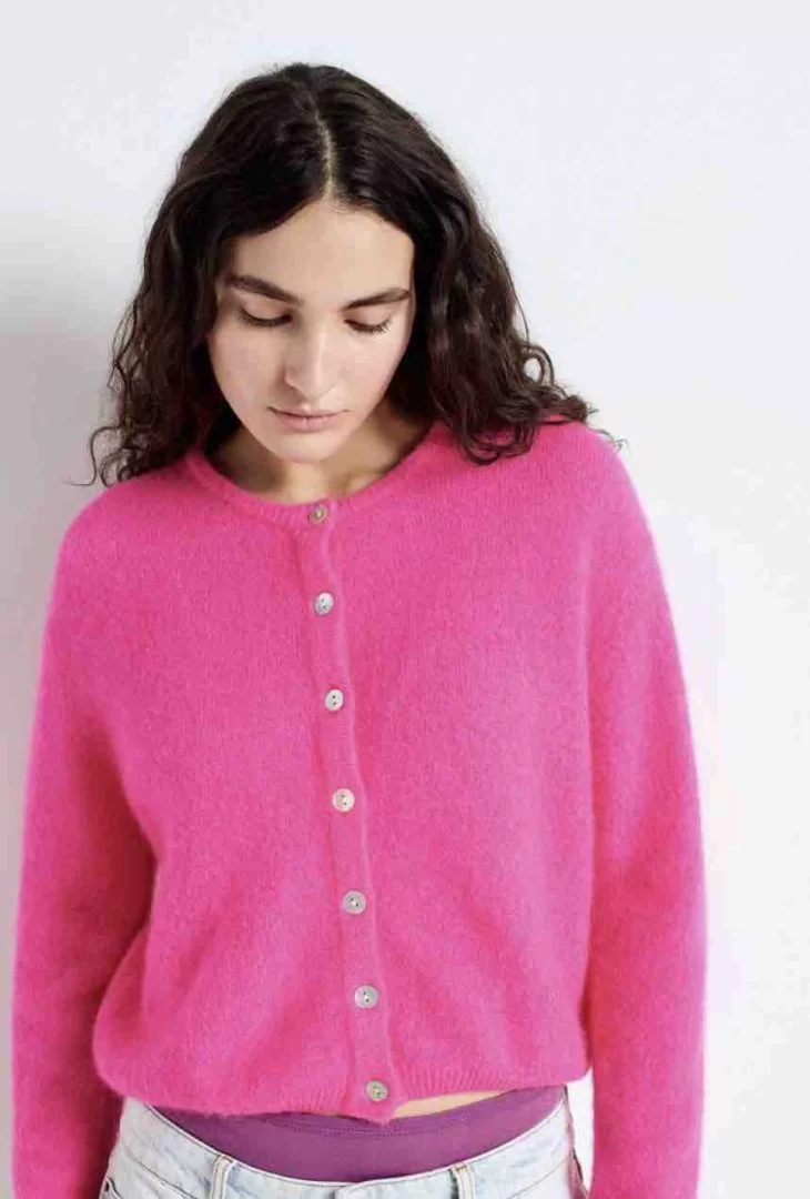 AMERICAN VINTAGE Vitow Cardi -Fluorescent Pink Melange - Image 2