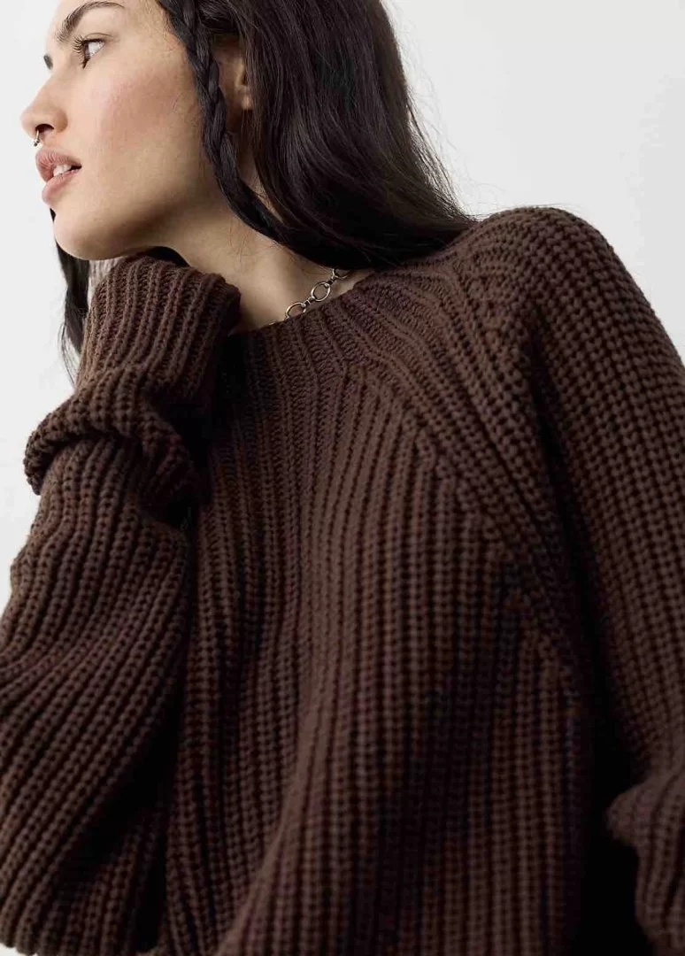FREE PEOPLE Low Tide Knit Pullover-Chocolate - Image 2