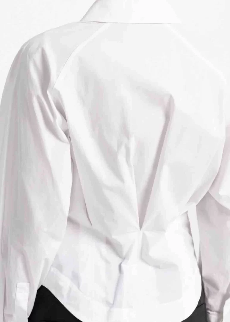 YAYA Blouse with waist accent and pleat detail-Pure White - Image 5