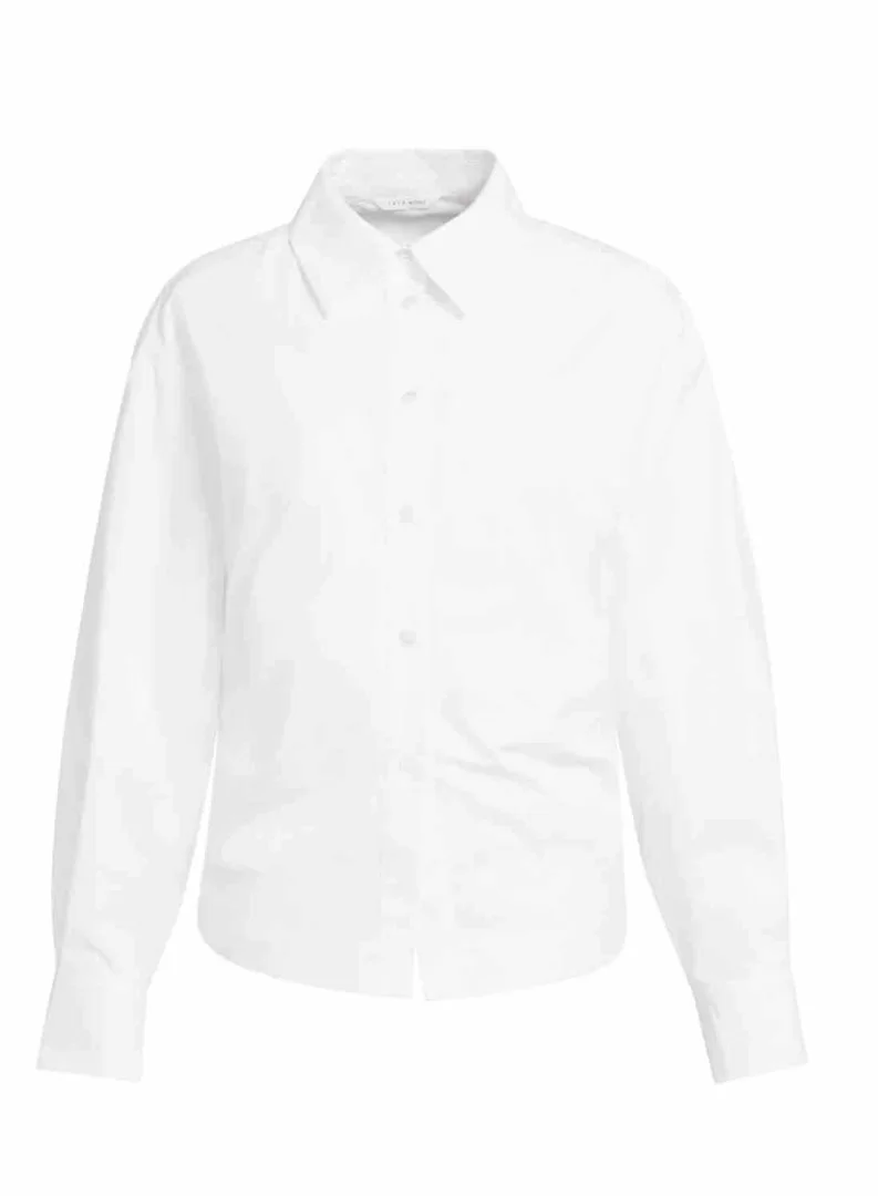 YAYA Blouse with waist accent and pleat detail-Pure White - Image 6
