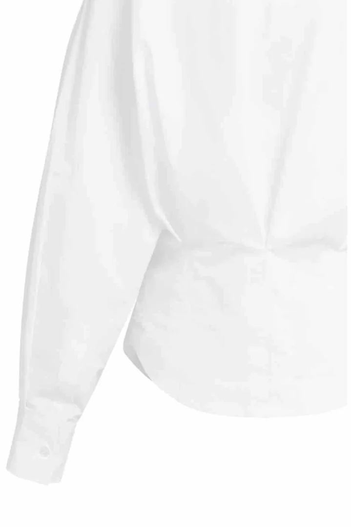 YAYA Blouse with waist accent and pleat detail-Pure White - Image 8