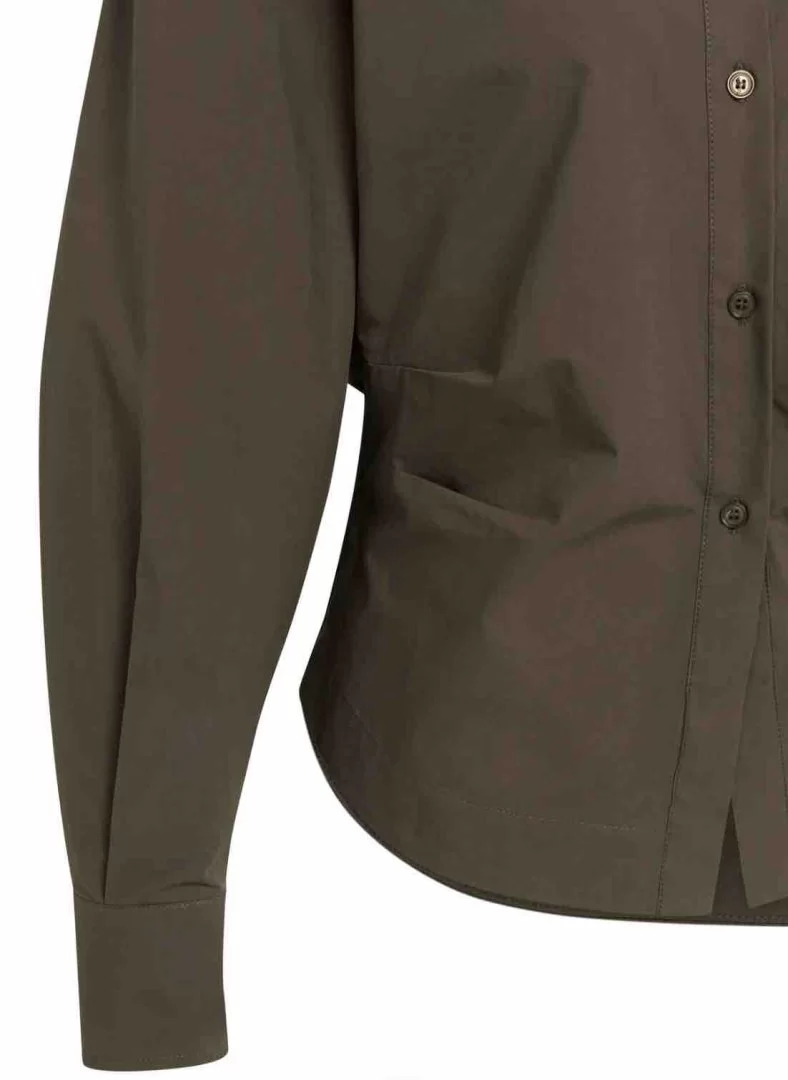 YAYA Blouse with waist accent and pleat detail-Slate Black Brown - Image 3
