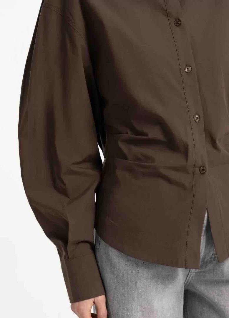 YAYA Blouse with waist accent and pleat detail-Slate Black Brown - Image 7