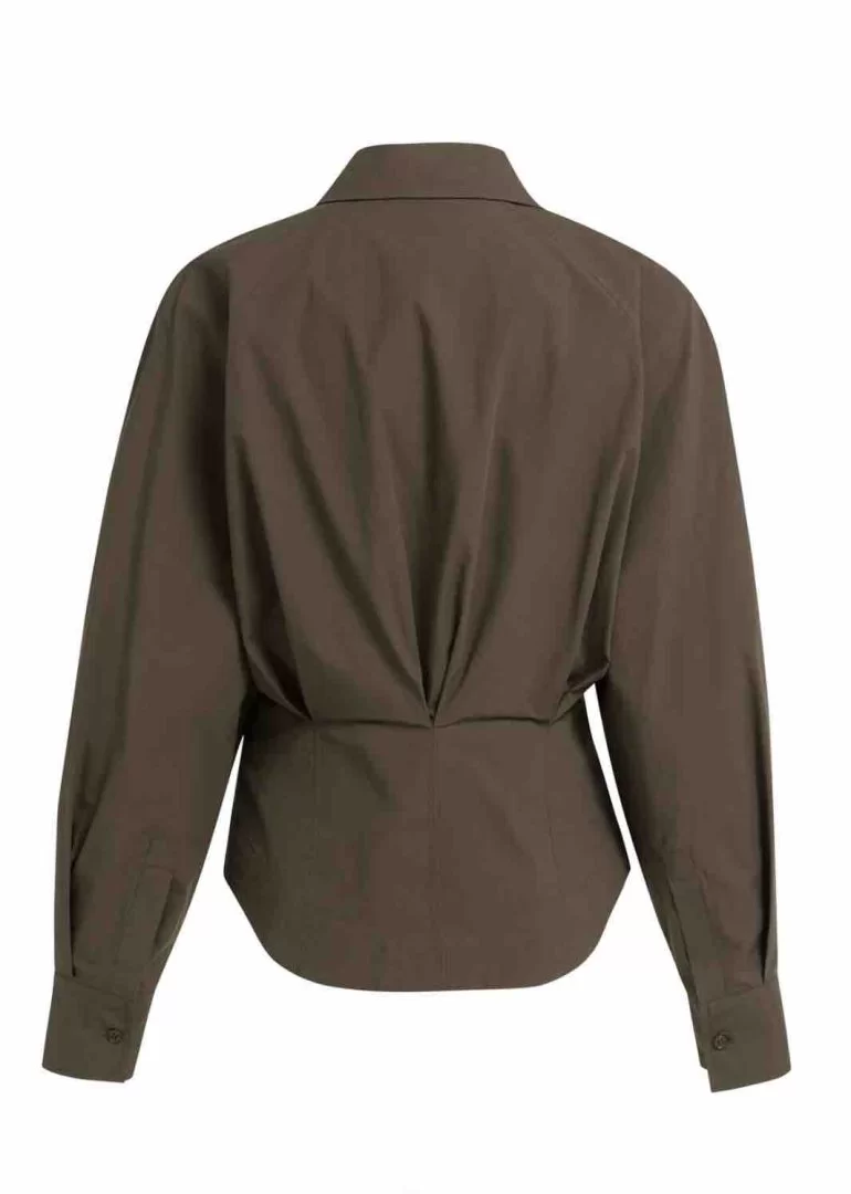YAYA Blouse with waist accent and pleat detail-Slate Black Brown - Image 9
